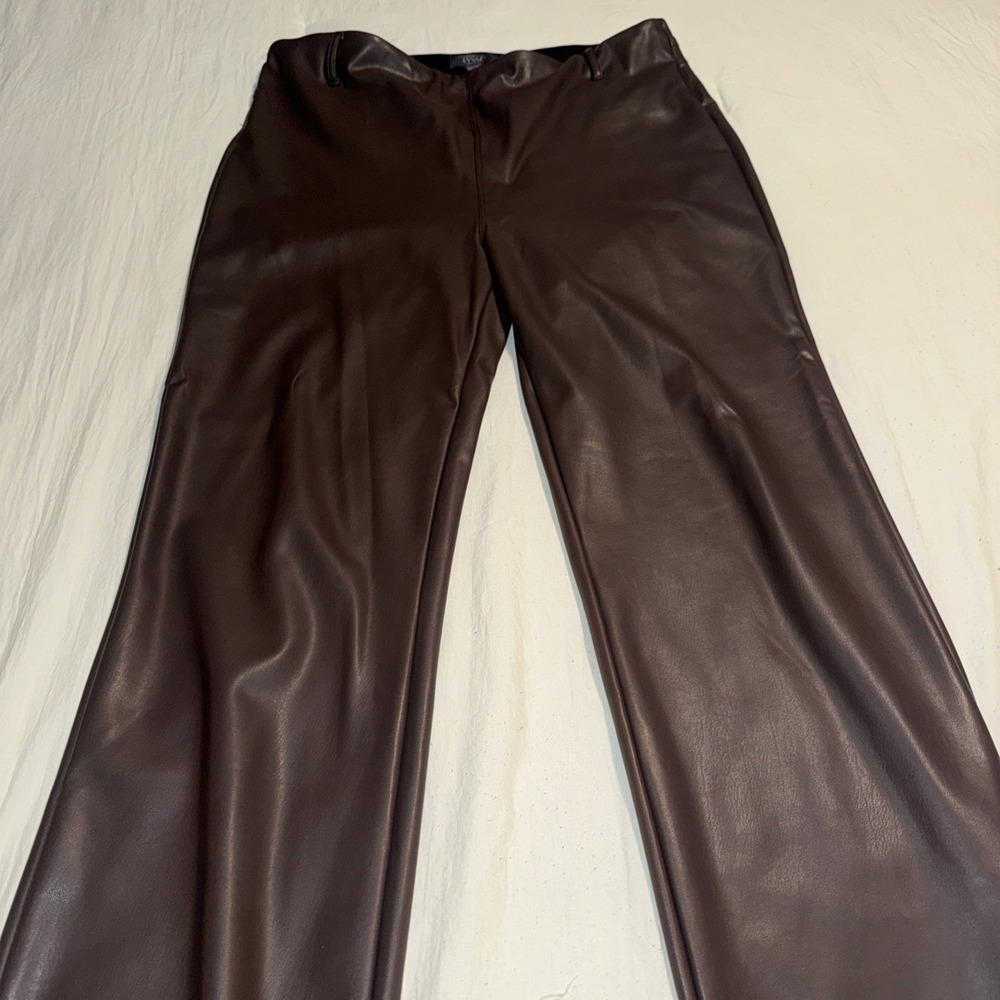 Lysse New York Women's Pant Size XXL Vegan Leather High Waist  Wide Leg Raw Hem